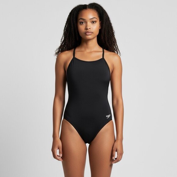 NWT Speedo Pro LT One Piece Swimsuit Black Size 10 / 36 Racerback Training Suit - Picture 1 of 6